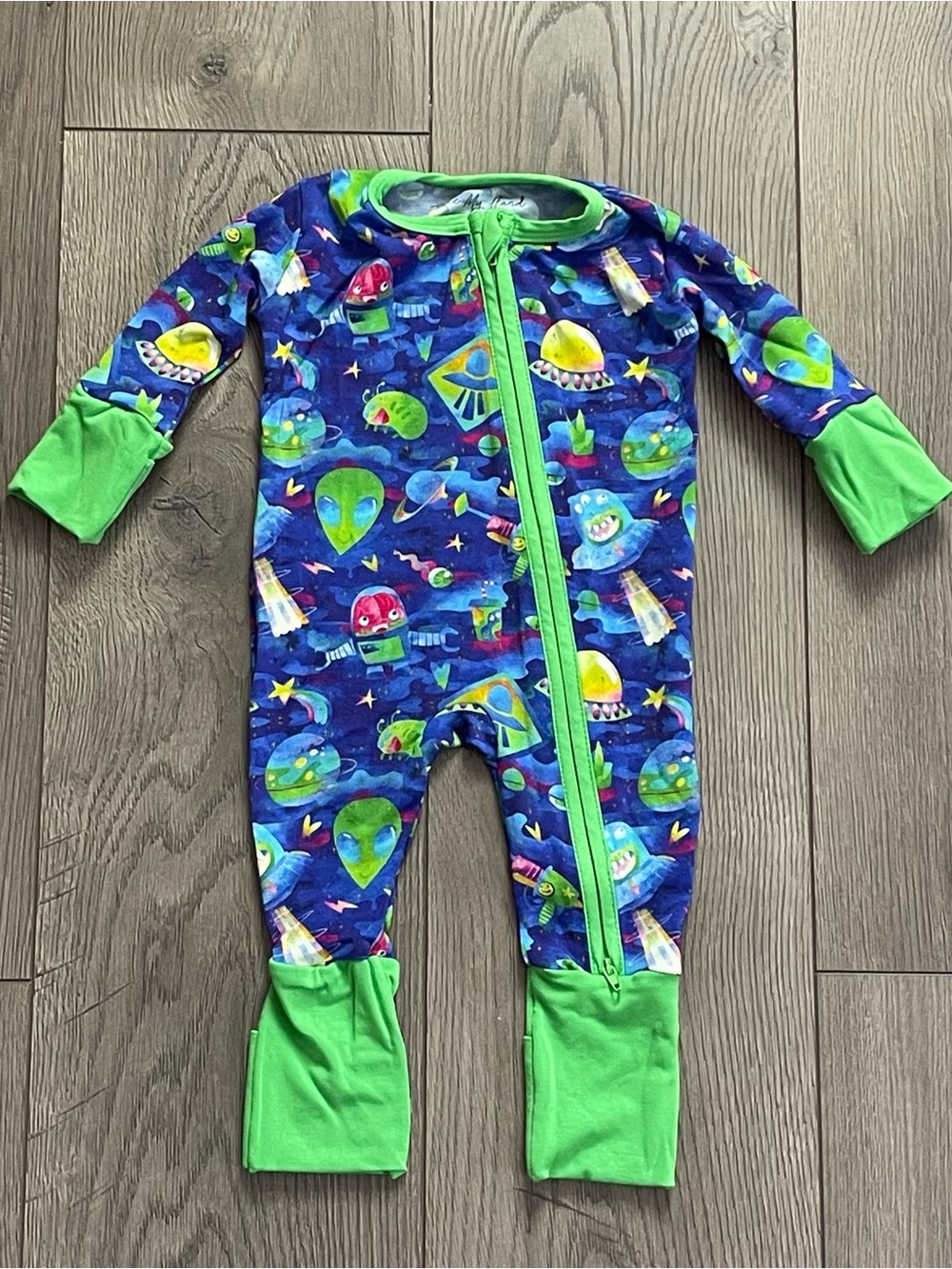Take My Hand Apparel 0-3m Baby Aliens Zip Romper